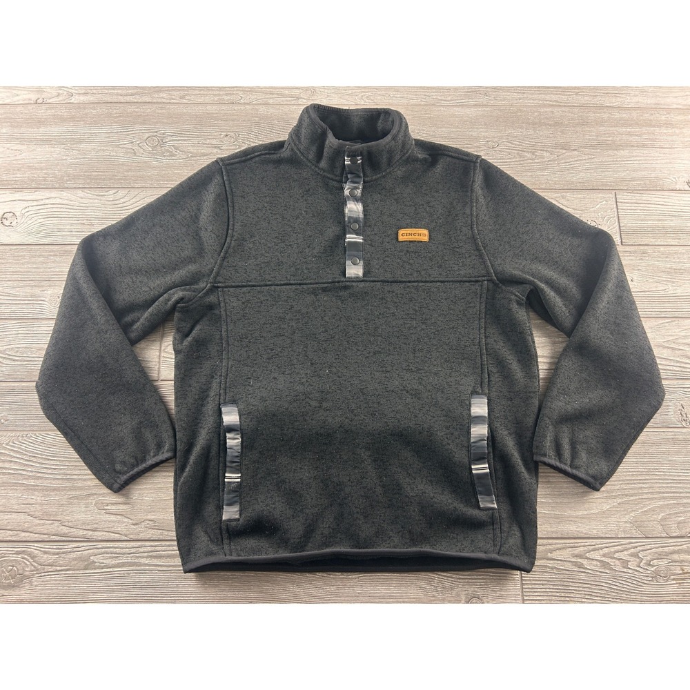 Cinch Mens Large Gray Heather Quarter Snap Fleece Pullover Western Sweater 847